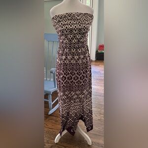 Strapless boho dress.